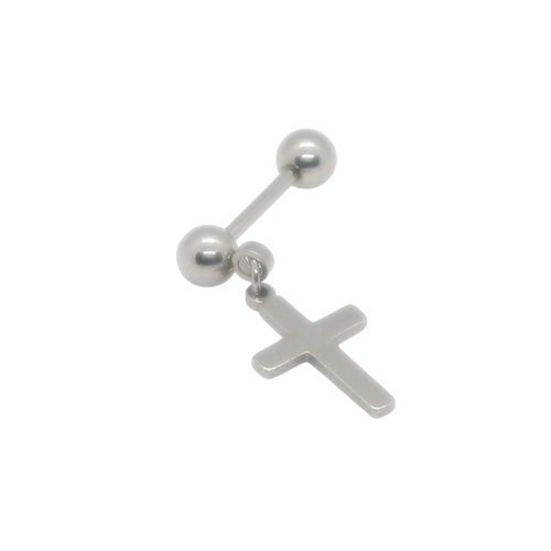 Piercing Microbell Reto Crucifixo Pendurado Aço Cirurgico 316L